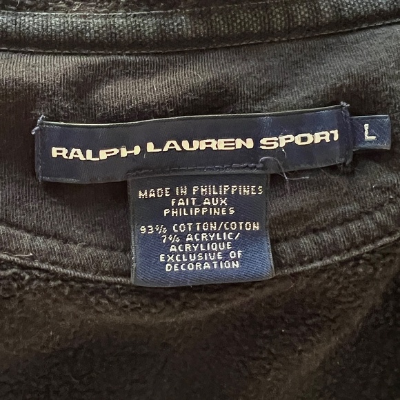 Ralph Lauren Sport Full Zip Hoodie - Black,  Large (BUT fits more like Sm/Med.) - Picture 9 of 9